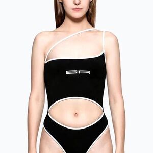 I.AM.GIA Black and White Cutout One-Piece Swimsuit